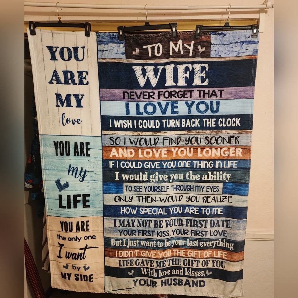 "To My Wife I Love You" Fleece Throw 62 X 47 Very Soft never used comfy cozy - Picture 4 of 4
